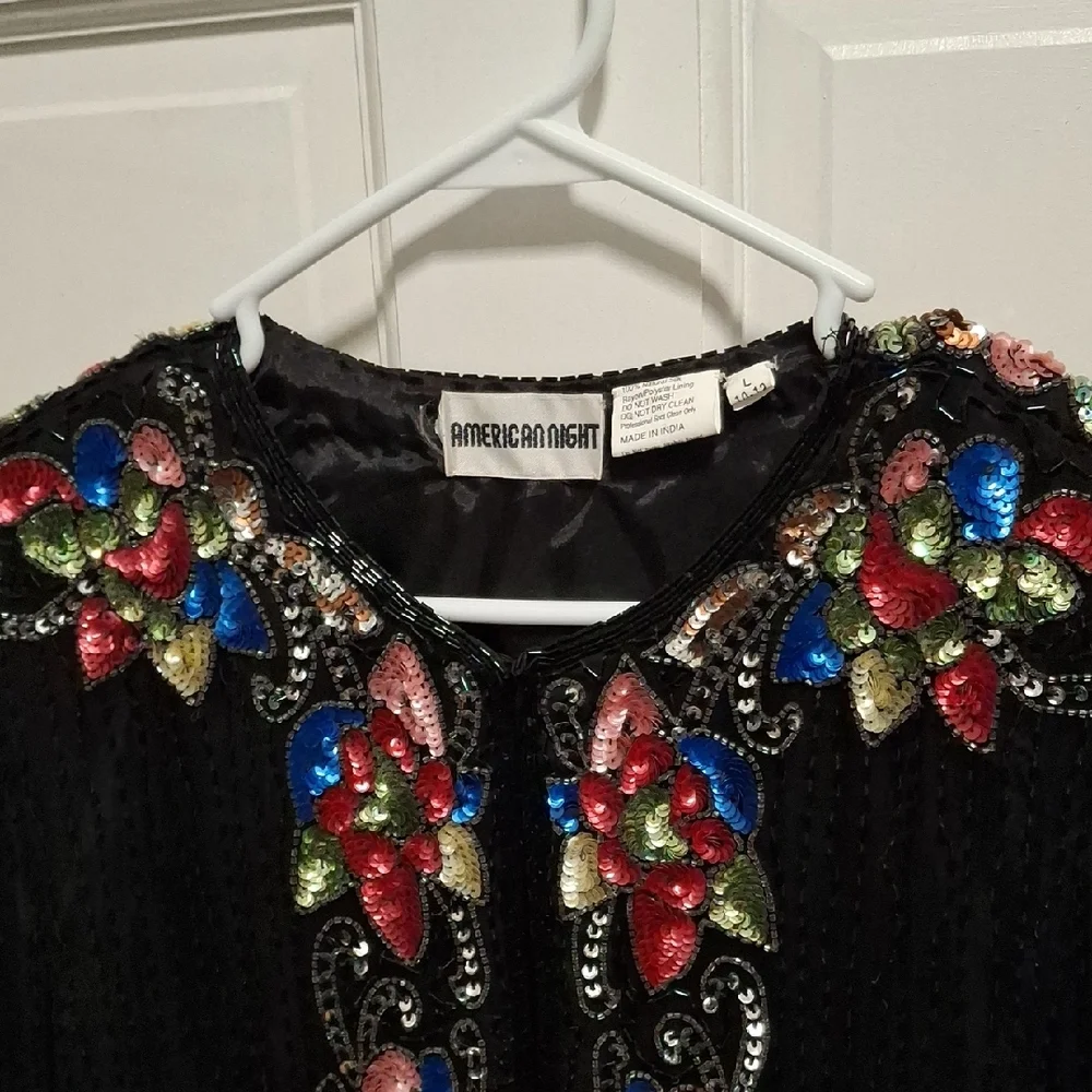 Black Embellished Floral Sequin Cardigan - Picture 15 of 15